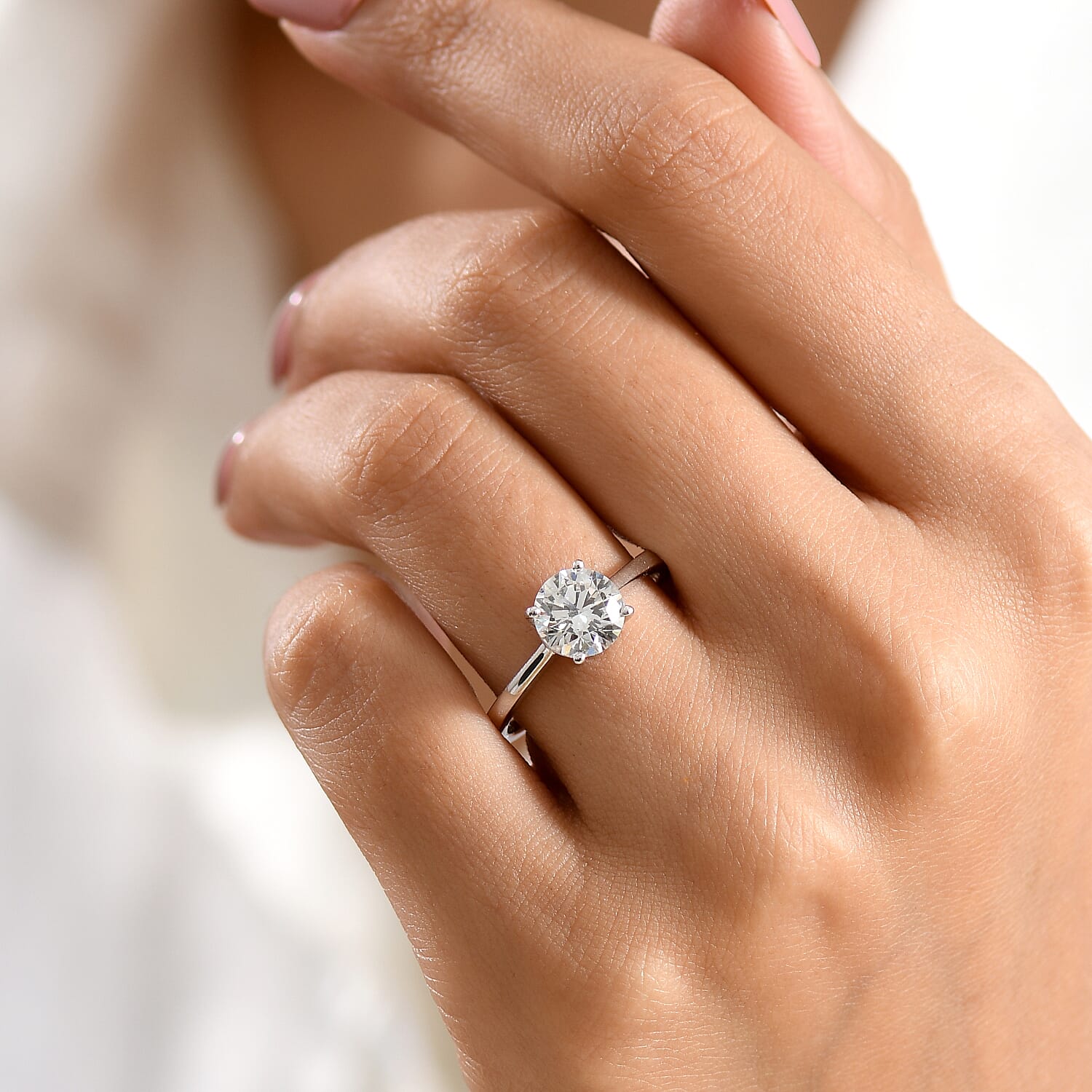LUXURIANT 2 Ct. Lab Grown Diamond Solitaire Ring in Sterling Silver SGL Certified