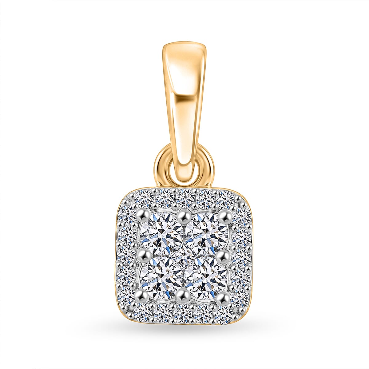 Luxuriant - Lab Grown Diamond (SI-G-H) Cluster Pendant in Yellow Gold Plated Sterling Silver