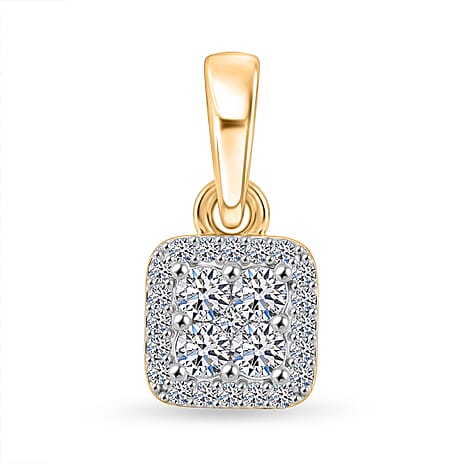 Luxuriant - Lab Grown Diamond (SI-G-H) Cluster Pendant in Yellow Gold Plated Sterling Silver