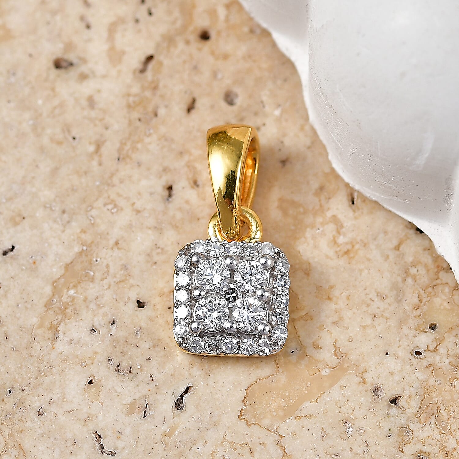 Luxuriant - Lab Grown Diamond (SI-G-H) Cluster Pendant in Yellow Gold Plated Sterling Silver
