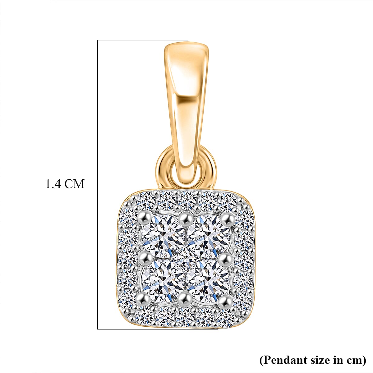 Luxuriant - Lab Grown Diamond (SI-G-H) Cluster Pendant in Yellow Gold Plated Sterling Silver