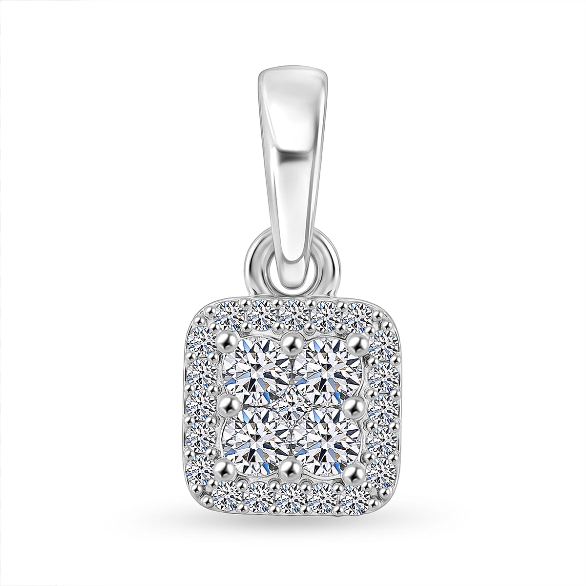 Luxuriant - Lab Grown Diamond (SI-G-H) Cluster Pendant in Platinum Overlay Sterling Silver 0.26 Ct.