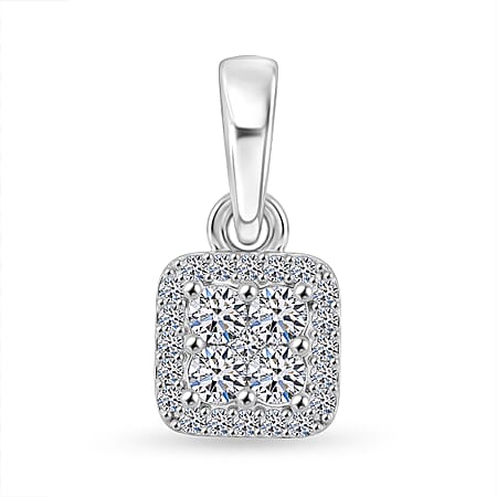 Luxuriant - Lab Grown Diamond (SI-G-H) Cluster Pendant in Platinum Overlay Sterling Silver 0.26 Ct.