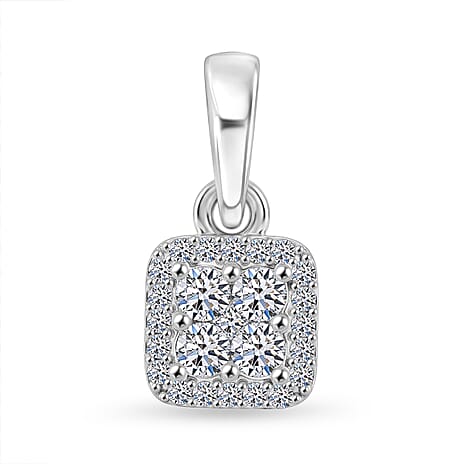 Luxuriant - Lab Grown Diamond (SI-G-H) Cluster Pendant in Platinum Overlay Sterling Silver 0.26 Ct.