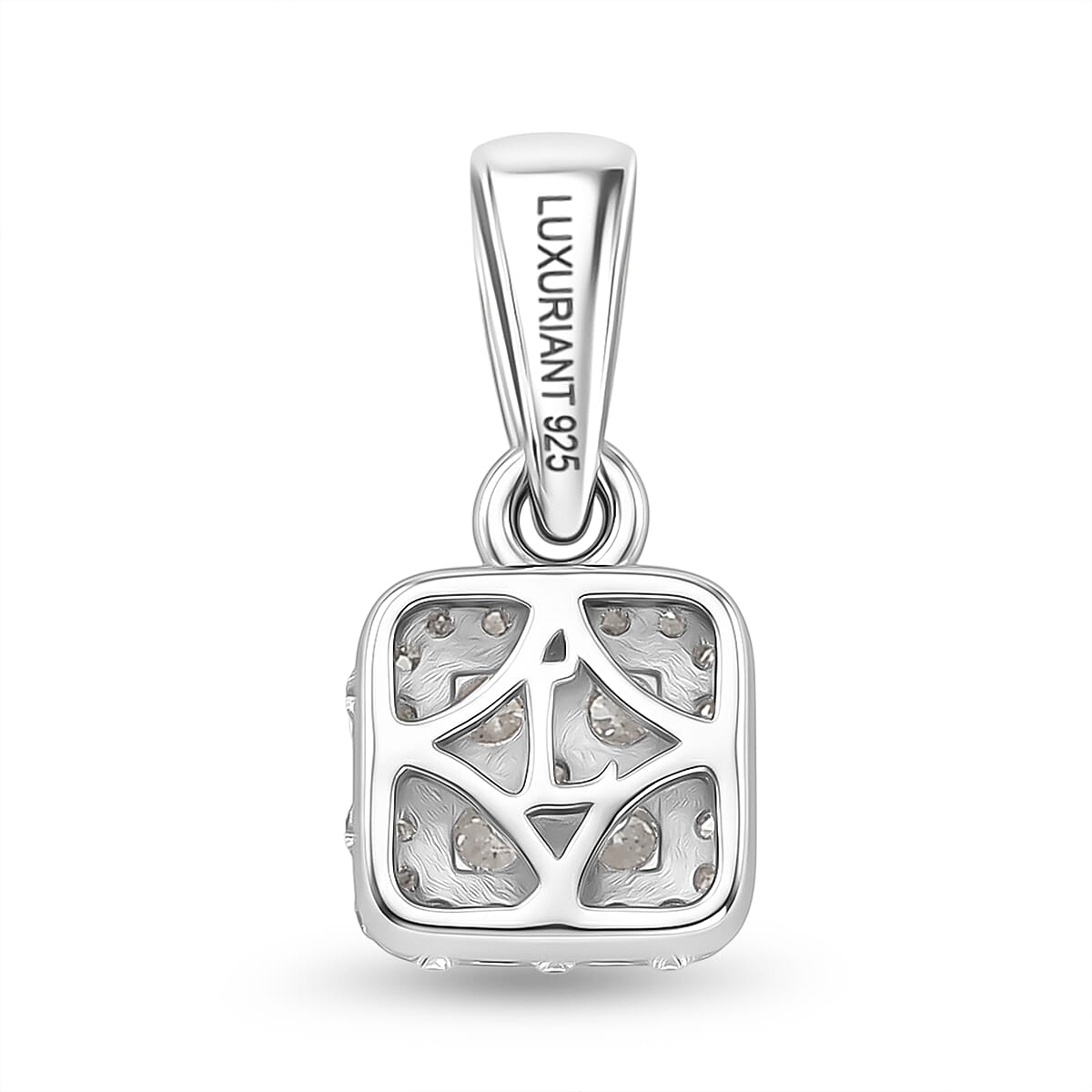 Luxuriant - Lab Grown Diamond (SI-G-H) Cluster Pendant in Platinum Overlay Sterling Silver 0.26 Ct.