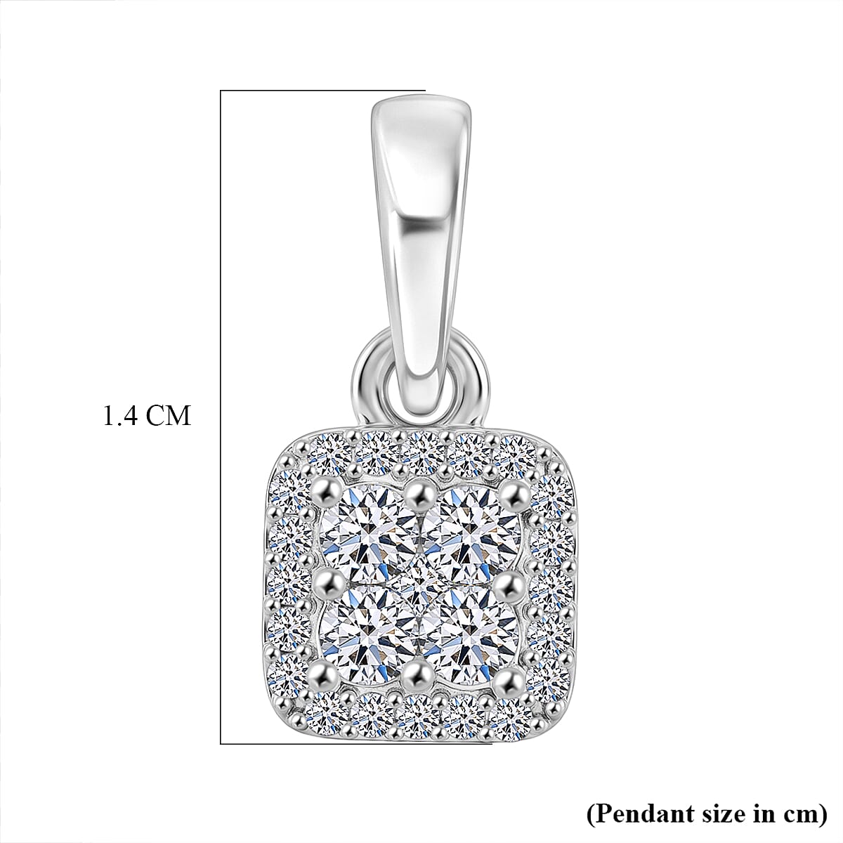 Luxuriant - Lab Grown Diamond (SI-G-H) Cluster Pendant in Platinum Overlay Sterling Silver 0.26 Ct.