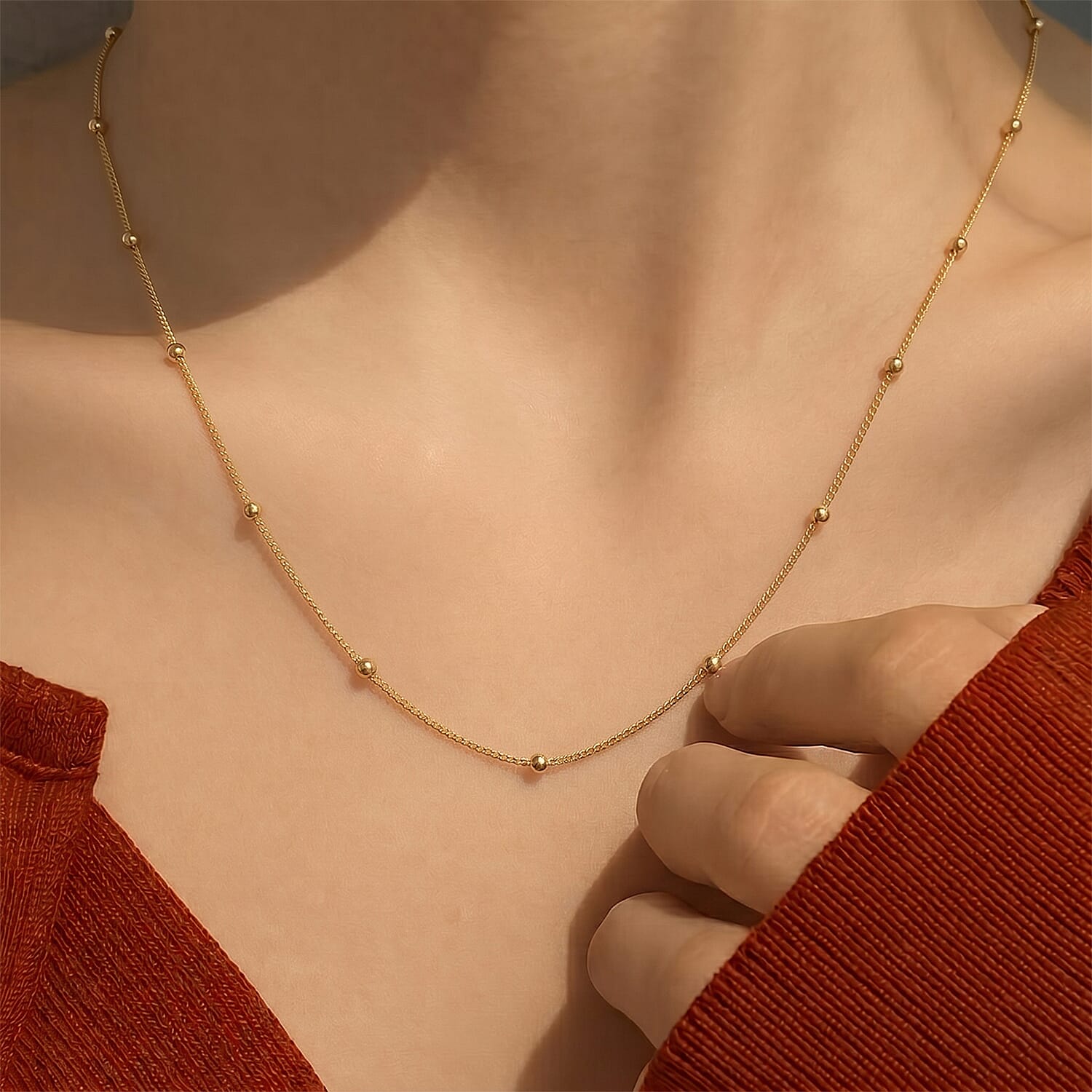 9K Yellow Gold Curb Necklace (Size - 18) with Spring Ring Clasp