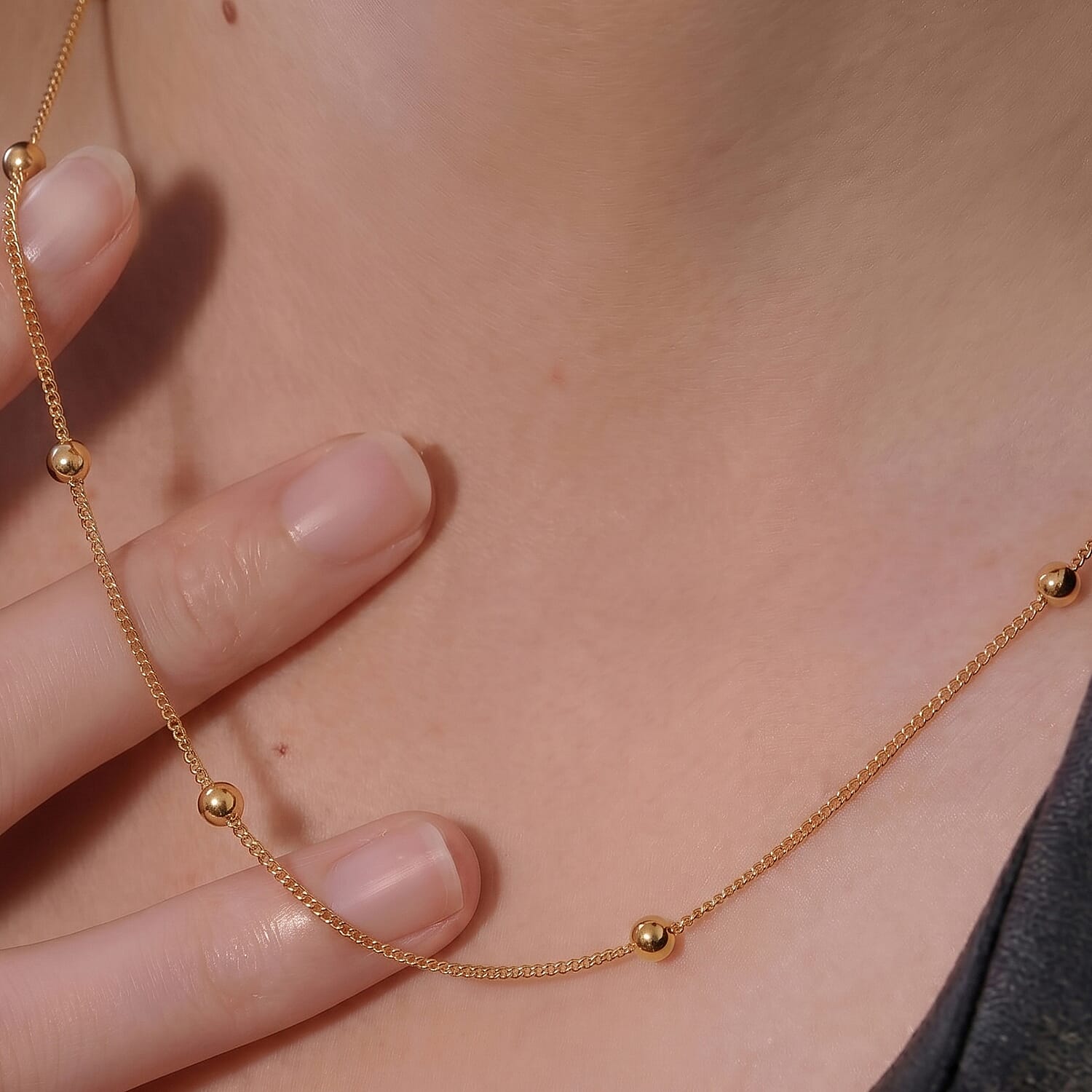 9K Yellow Gold Curb Necklace (Size - 18) with Spring Ring Clasp