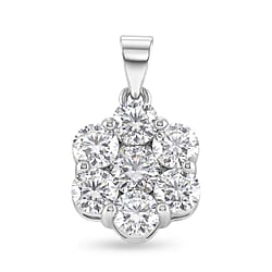 D'Joy - GRA Certified Moissanite Pressure Set Pendant in Rhodium Overlay Sterling Silver 2.30 Ct.