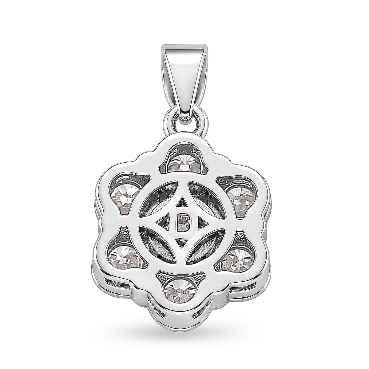 D'Joy - GRA Certified Moissanite Cluster Pendant in Rhodium Overlay Sterling Silver 2.30 Ct.