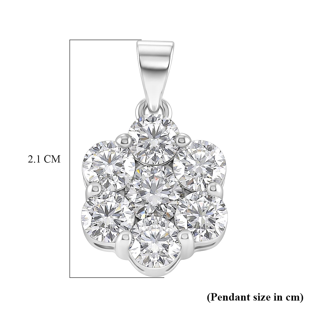 D'Joy - GRA Certified Moissanite Cluster Pendant in Rhodium Overlay Sterling Silver 2.30 Ct.