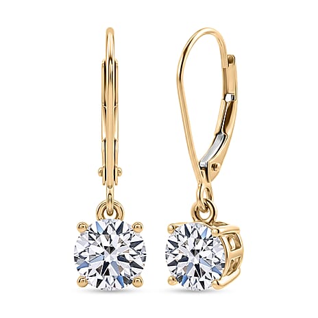 Luxuriant - 9K Yellow Gold SGL Certified Lab Grown Diamond (VS-E-F) Solitaire Earring with Lever Back 2.05 Ct.