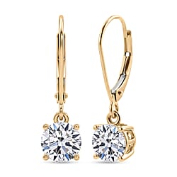Luxuriant - 9K Yellow Gold SGL Certified Lab Grown Diamond (VS-E-F) Solitaire Earring with Lever Back 2.05 Ct.