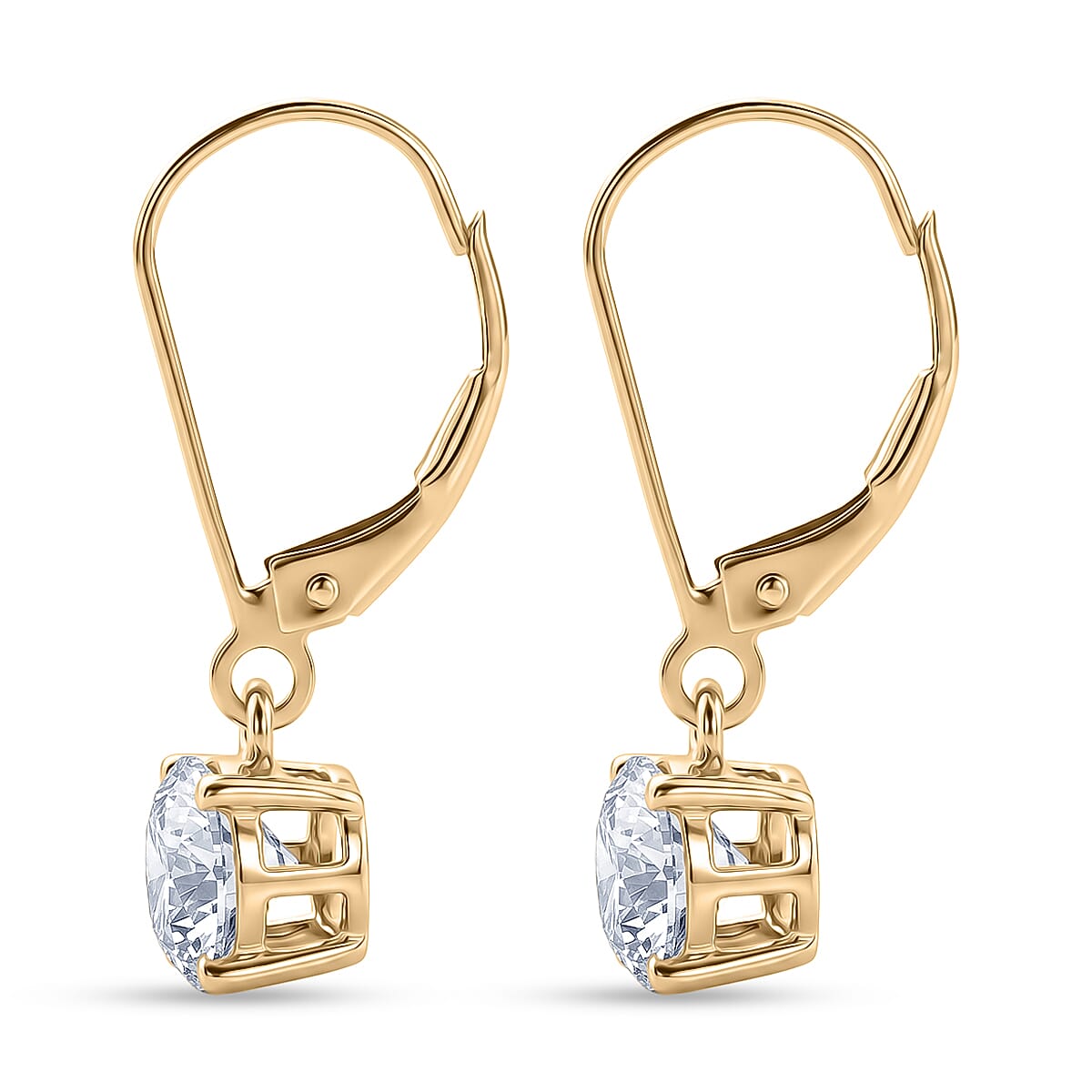 Luxuriant - 9K Yellow Gold SGL Certified Lab Grown Diamond (VS-E-F) Solitaire Earring with Lever Back 2.05 Ct.