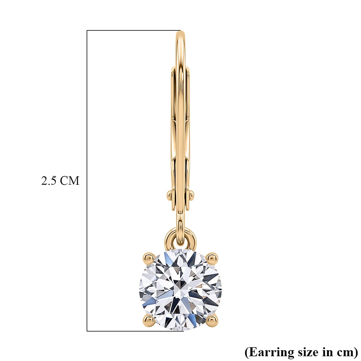Luxuriant - 9K Yellow Gold SGL Certified Lab Grown Diamond (VS-E-F) Solitaire Earring with Lever Back 2.05 Ct.