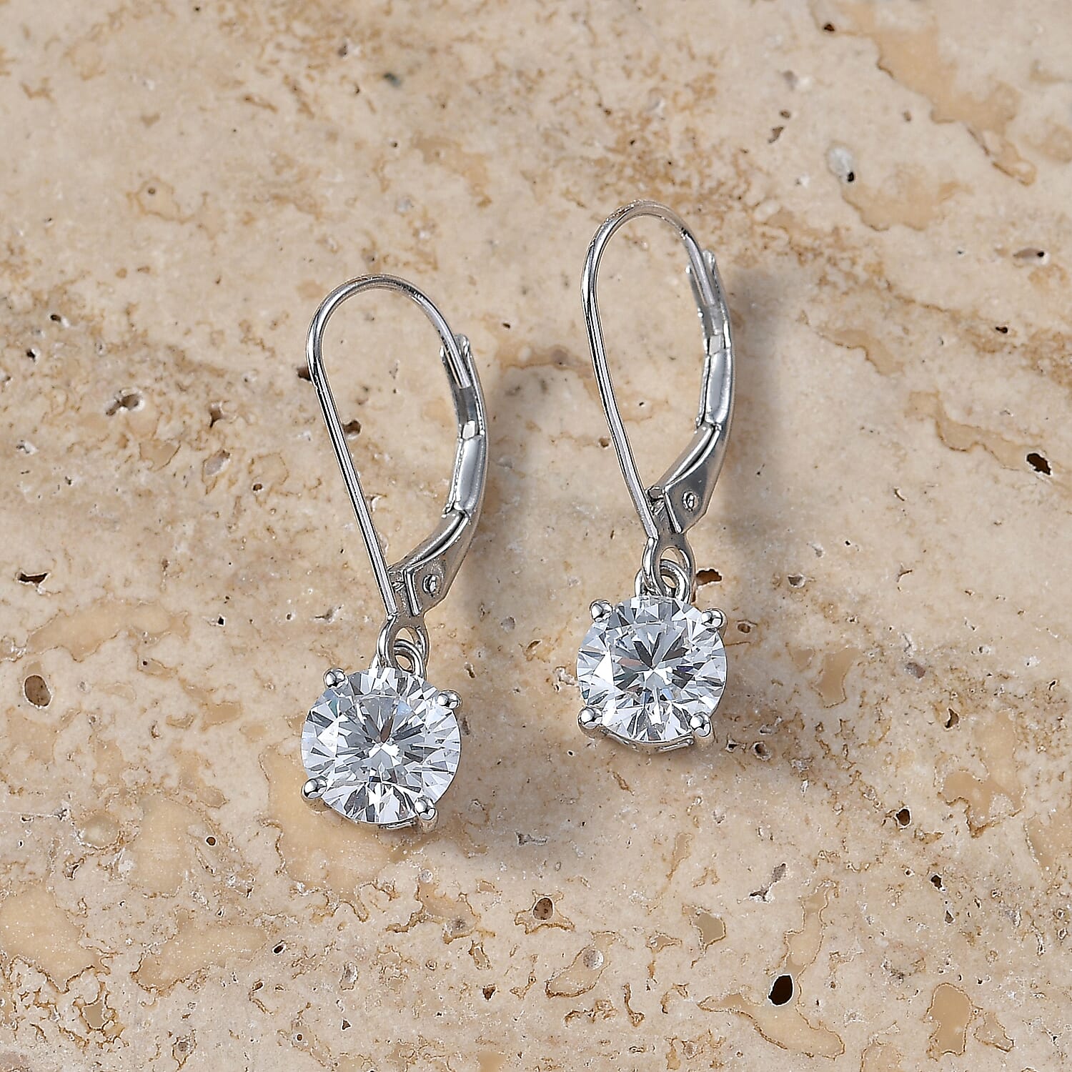 Luxuriant - 9K White Gold SGL Certified Lab Grown Diamond (VS-E-F) Solitaire Earring with Lever Back 2.06 Ct.
