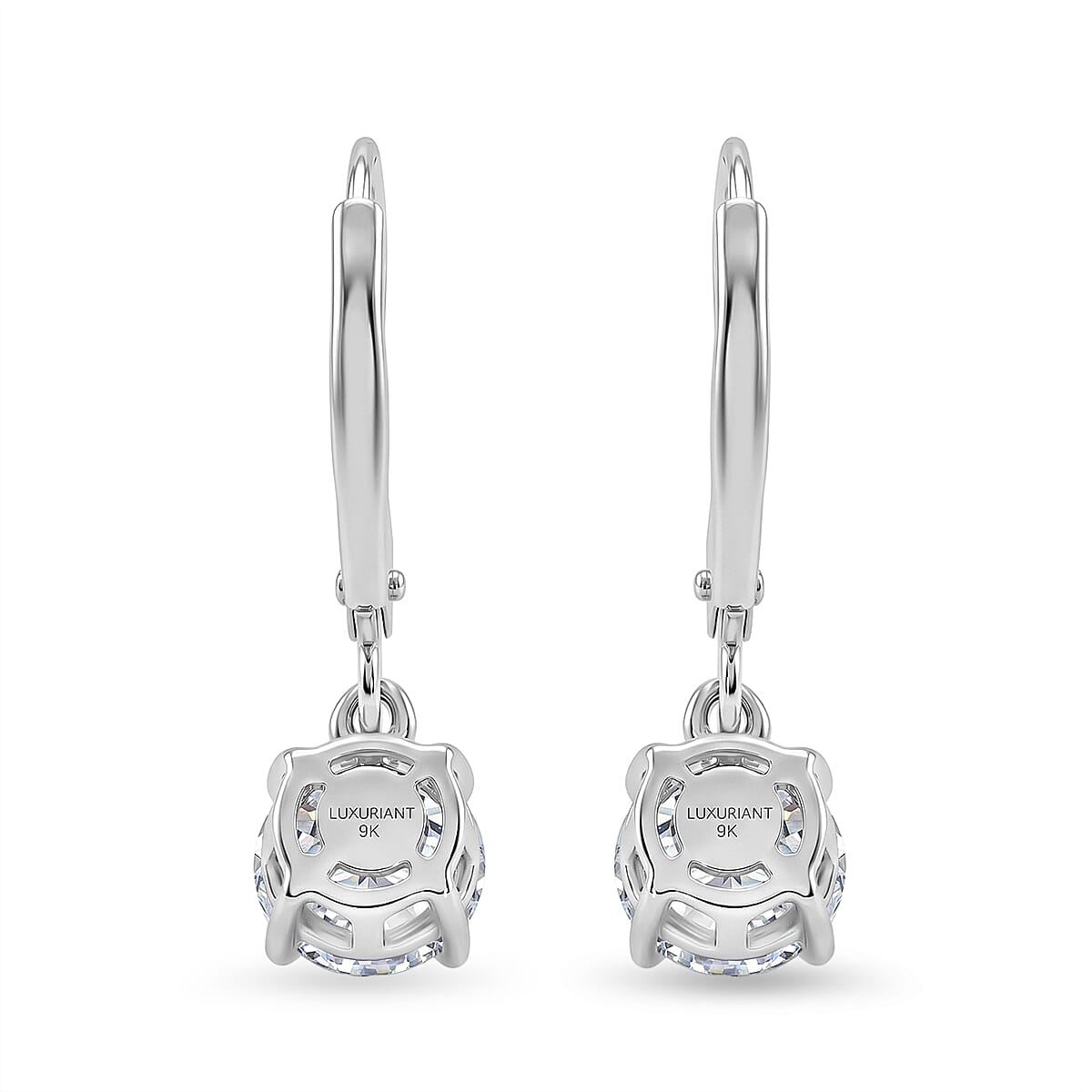 Luxuriant - 9K White Gold SGL Certified Lab Grown Diamond (VS-E-F) Solitaire Earring with Lever Back 2.06 Ct.