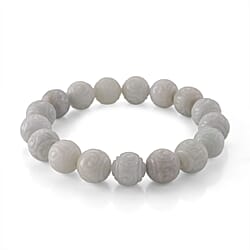 Natural White Jade Stretchable Beads Bracelet (Size - 7 to 7.5) 150.00 Ct.