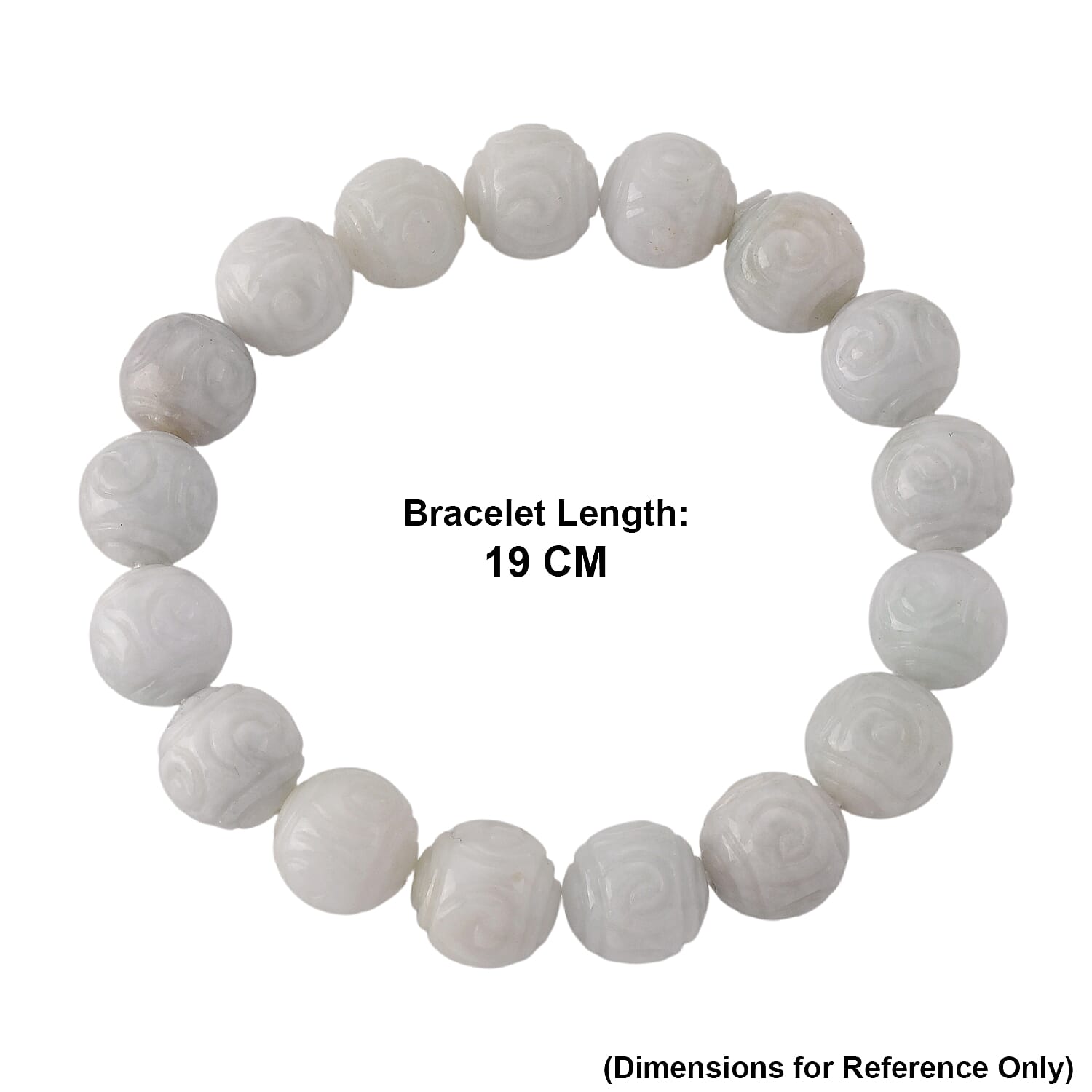 Natural White Jade Stretchable Beads Bracelet (Size - 7 to 7.5) 150.00 Ct.