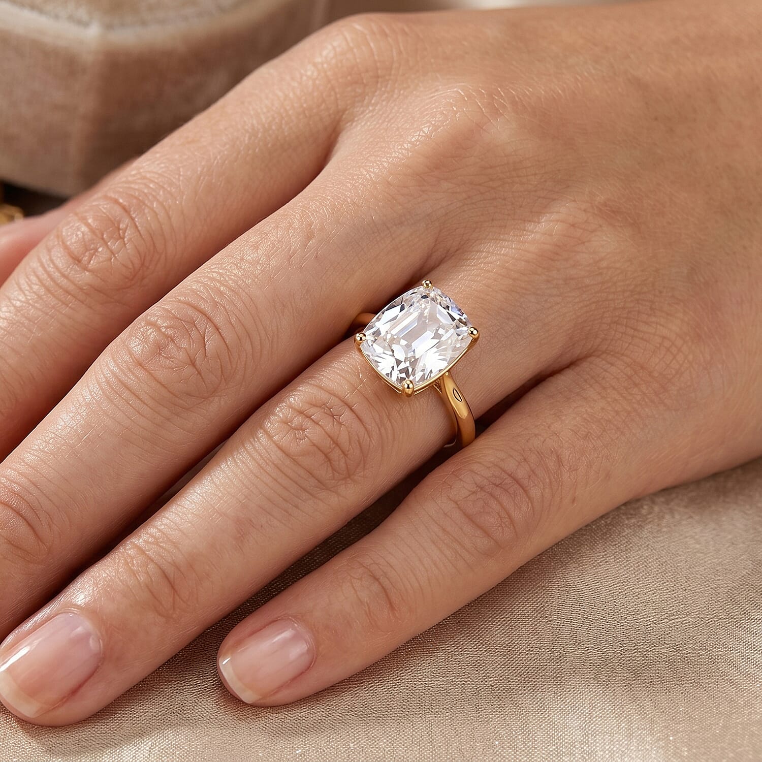 9K Yellow Gold GRA Certified ( D-VVS1) Moissanite Cushion Old Mine Cut with vintage faceting Solitaire Ring 3.07 Ct.
