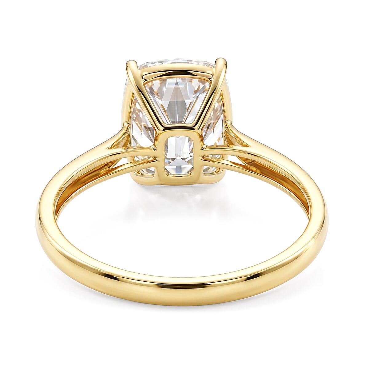 9K Yellow Gold GRA Certified ( D-VVS1) Moissanite Cushion Old Mine Cut with vintage faceting Solitaire Ring 3.07 Ct.