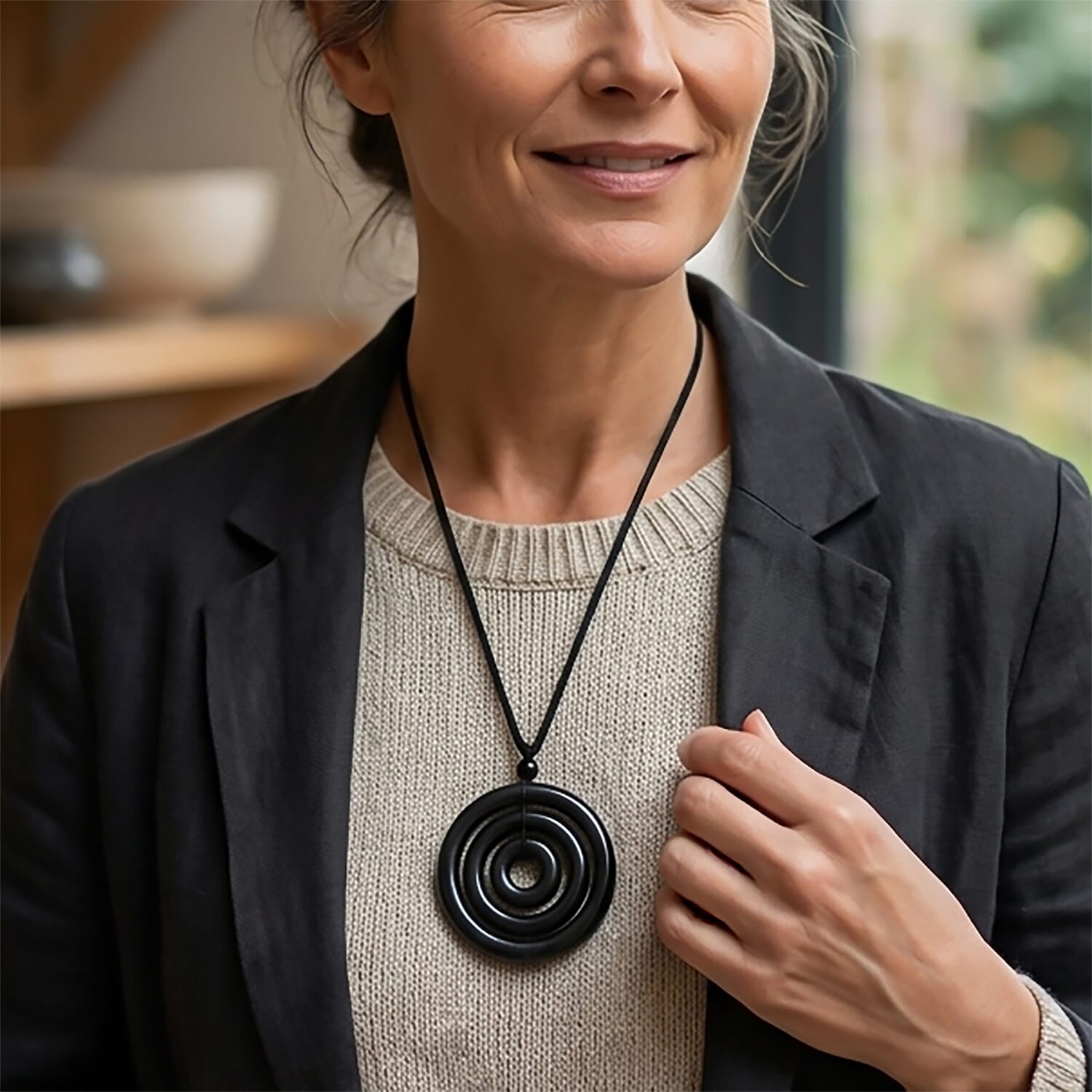 Black Jade Stone Necklace  193.000  Ct.