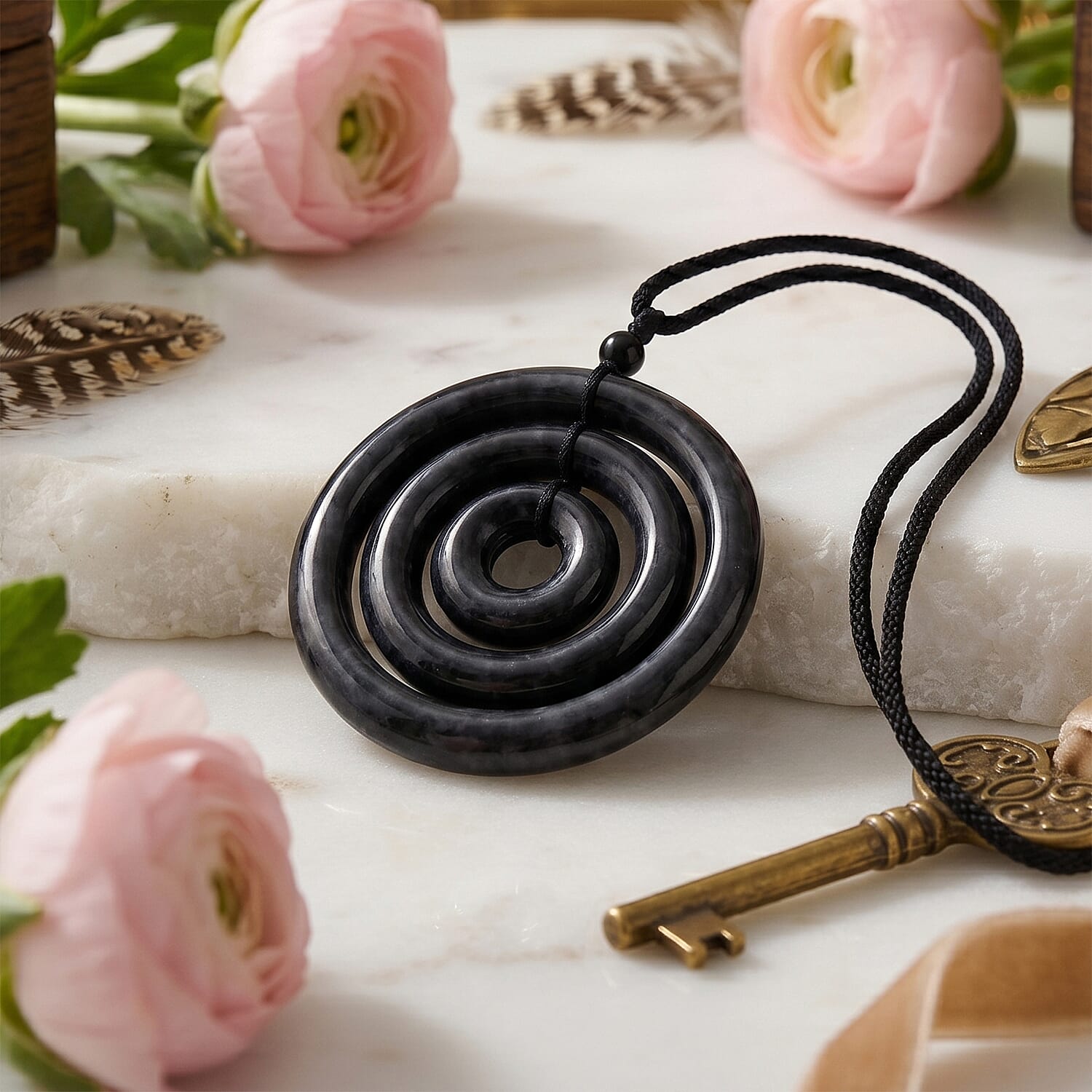 Black Jade Stone Necklace  193.000  Ct.