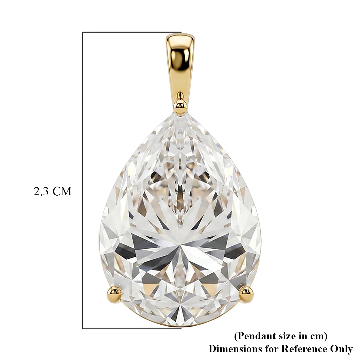 9K Yellow Gold GRA Certified Moissanite Pear Cut Solitaire Pendant 9.86 Ct.