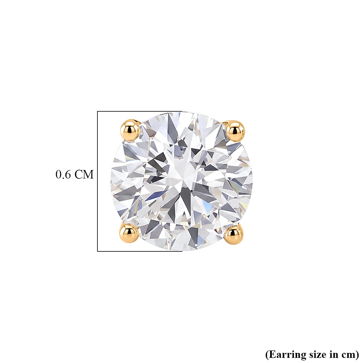 9K Yellow Gold GRA Certified Moissanite Stud Earring with Push Back 1.92 Ct.