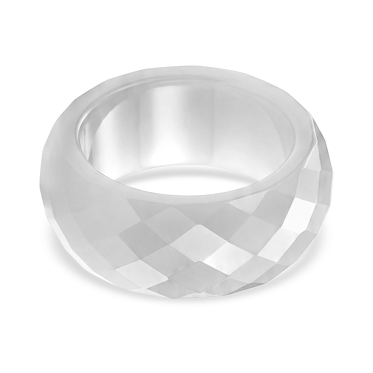 Enhanced Natural White Jade Band Ring 30.00 Ct.