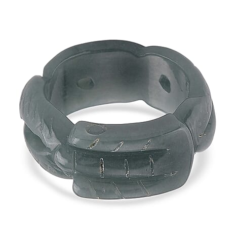 Natural Jade Dragon Carved Ring (Size - N) 22.00 Ct.