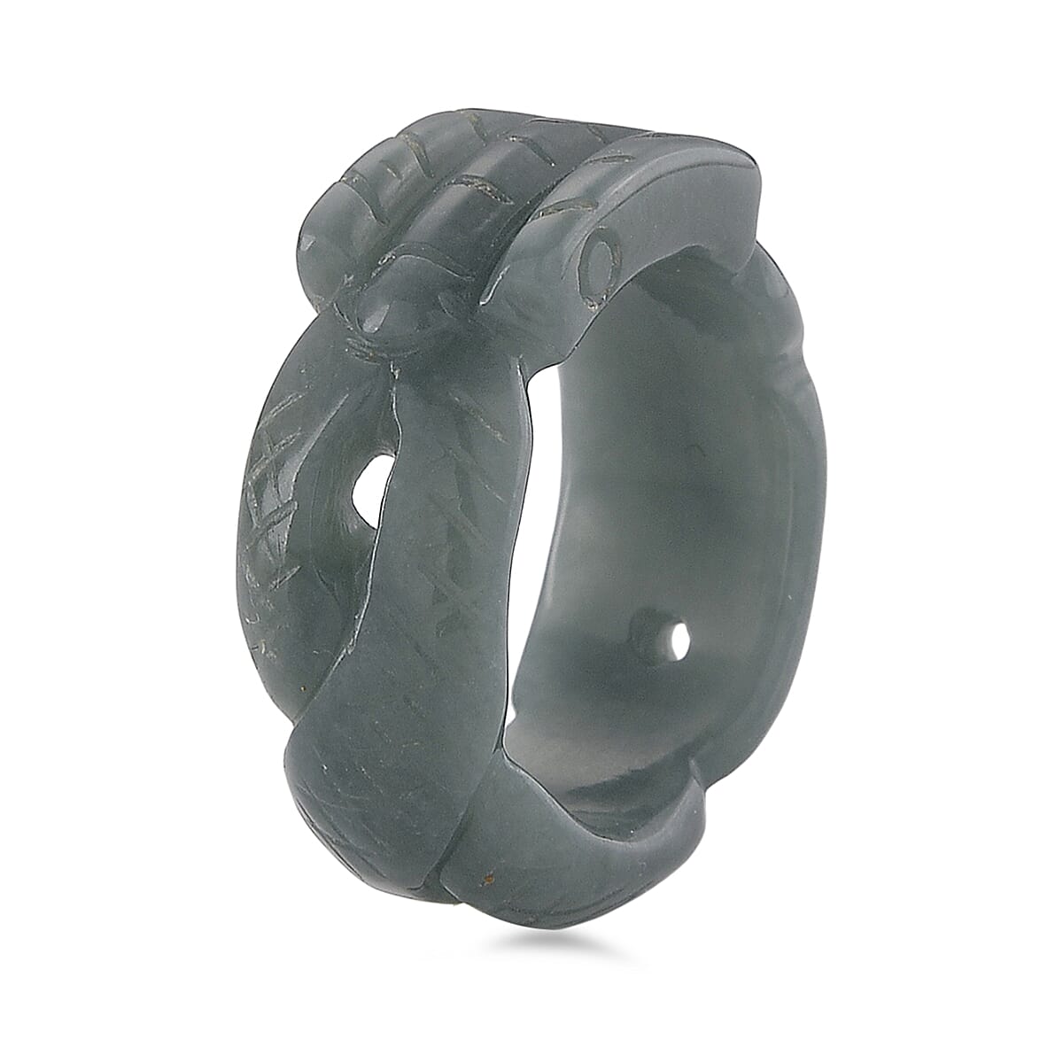Natural Jade Dragon Carved Ring (Size - N) 22.00 Ct.