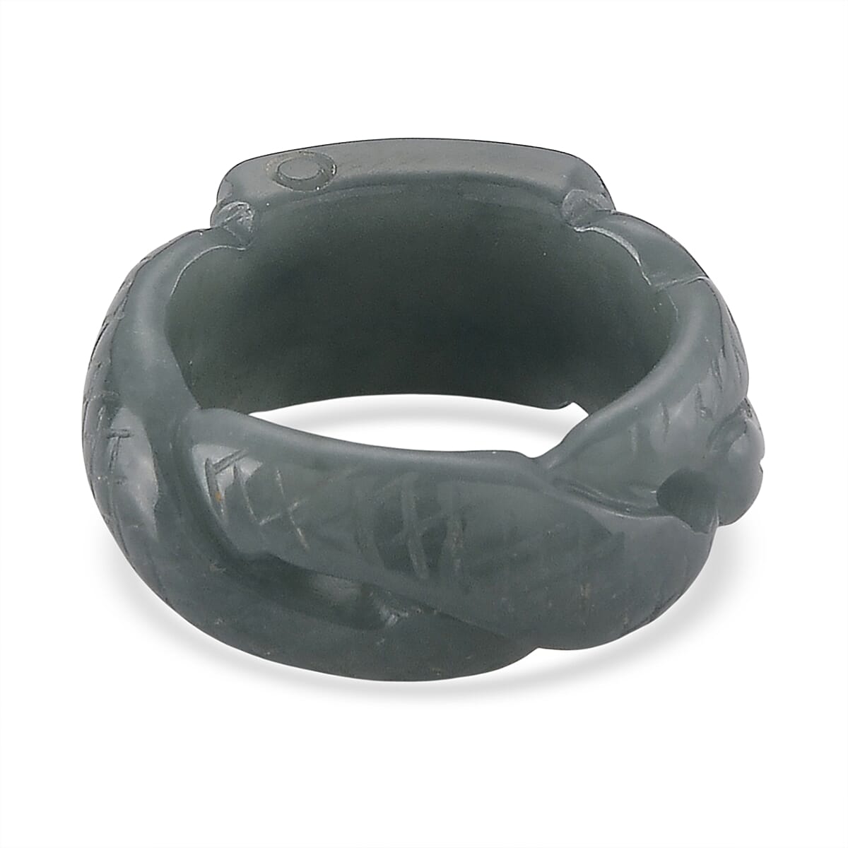 Natural Jade Dragon Carved Ring (Size - N) 22.00 Ct.