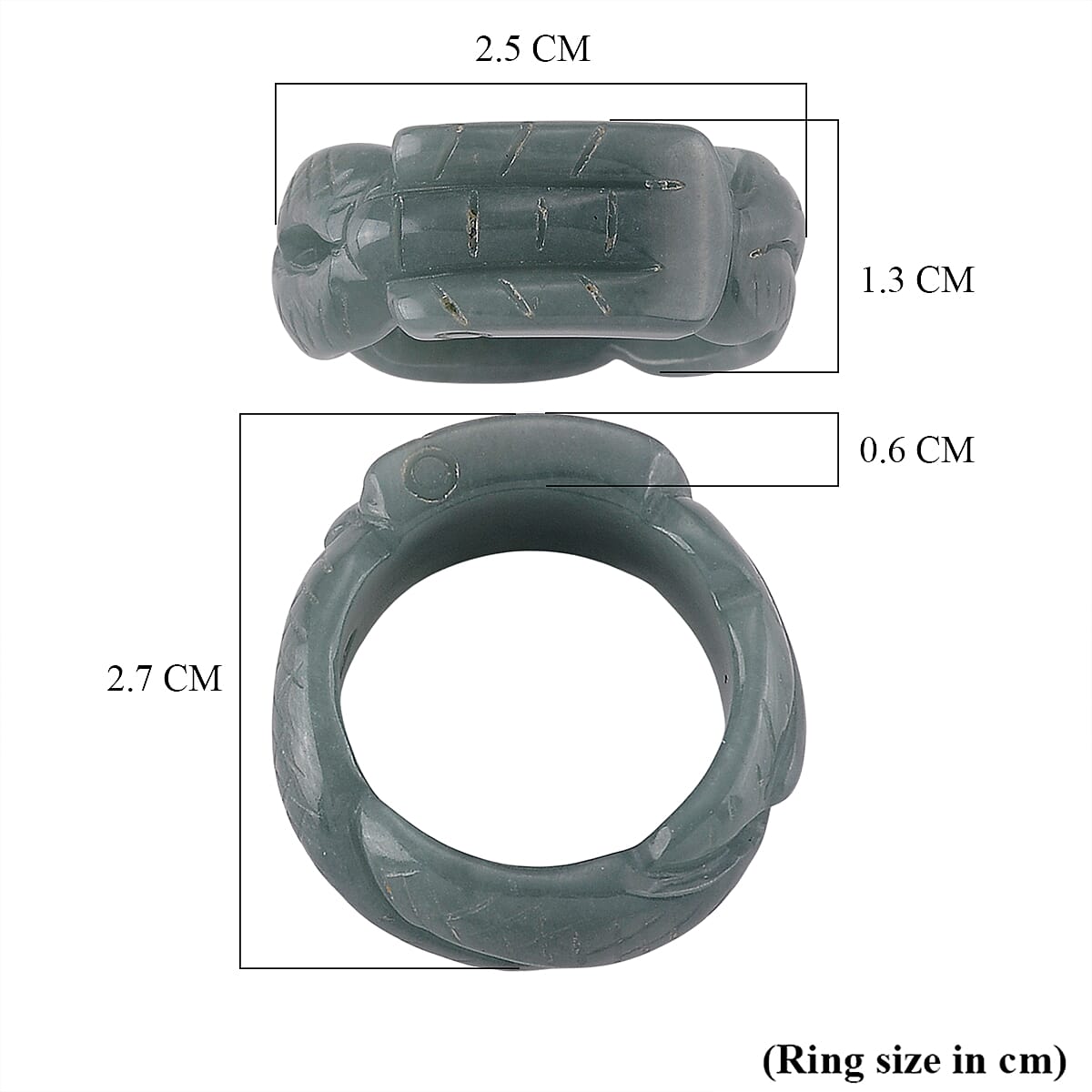Natural Jade Dragon Carved Ring (Size - N) 22.00 Ct.