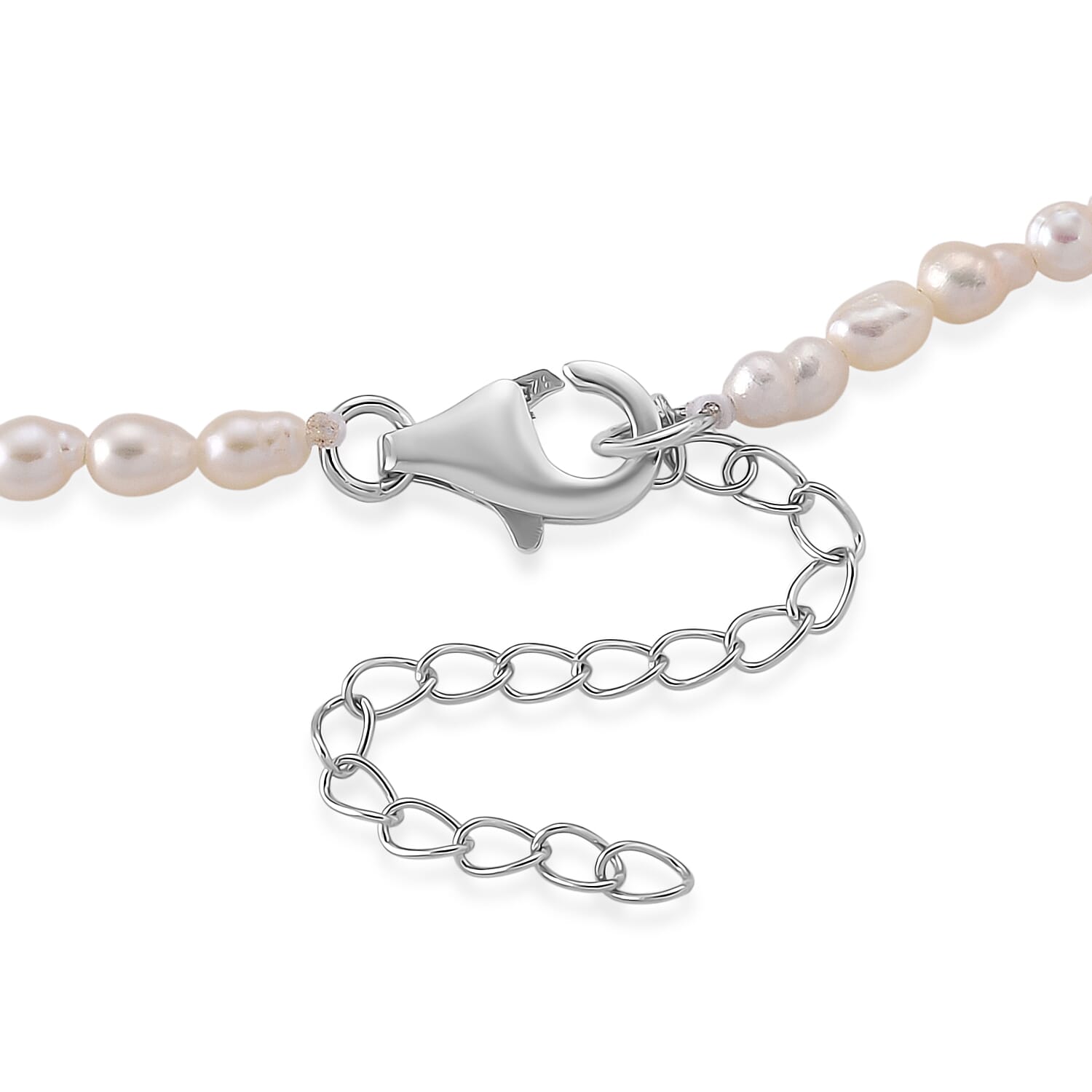 D'Joy - Natural Jade & White Fresh Water Pearl Adjustable Double Dragon Necklace (Size - 18-2 Ext) in Rhodium Overlay Sterling Silver 190.00 Ct.