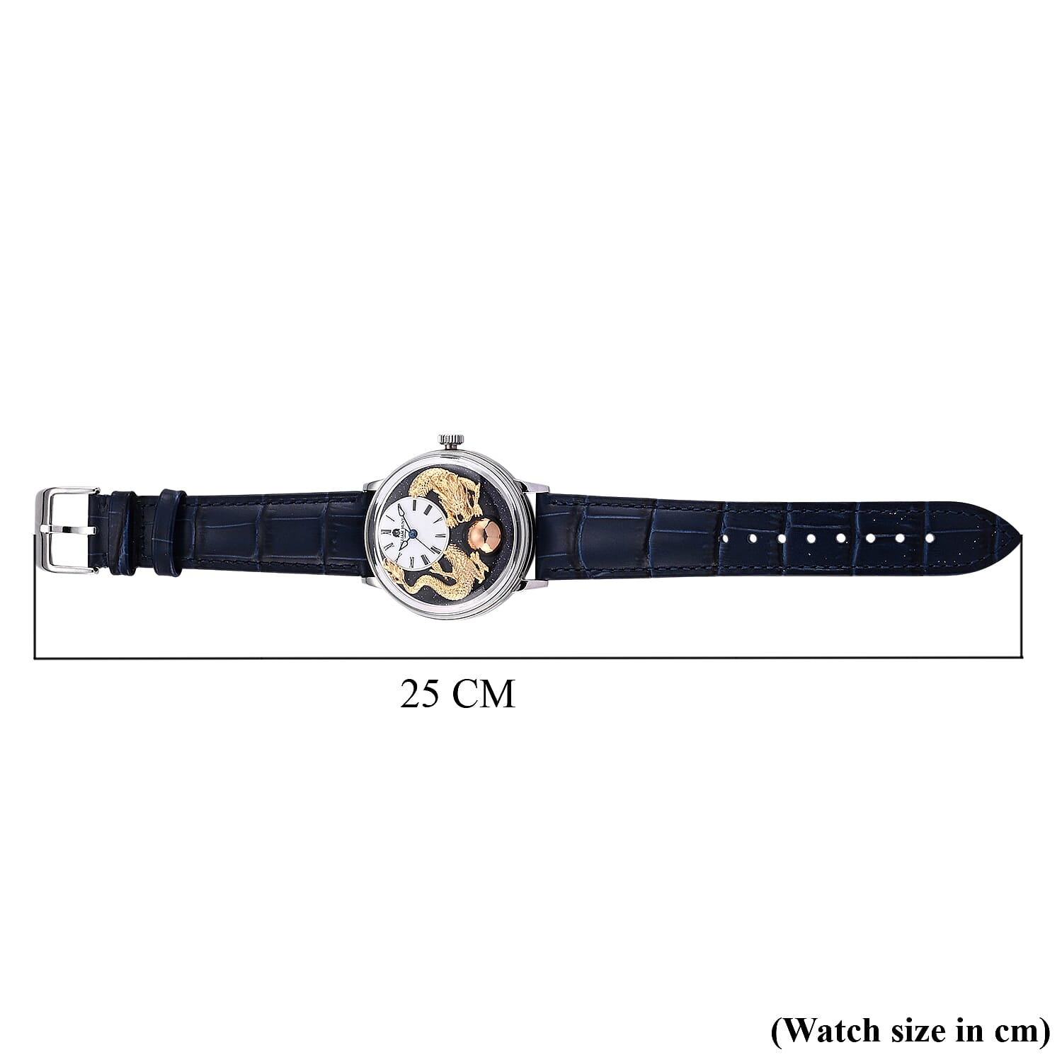 William Hunt Dragon Skeleton MIYOTA 6T15 Automatic Mechanical Japan Movement 5ATM WR MOP Dragon Emboss Dial & IPS Plating 316 Stainless Steel Case Mens Watch with Blue Leather Strap
