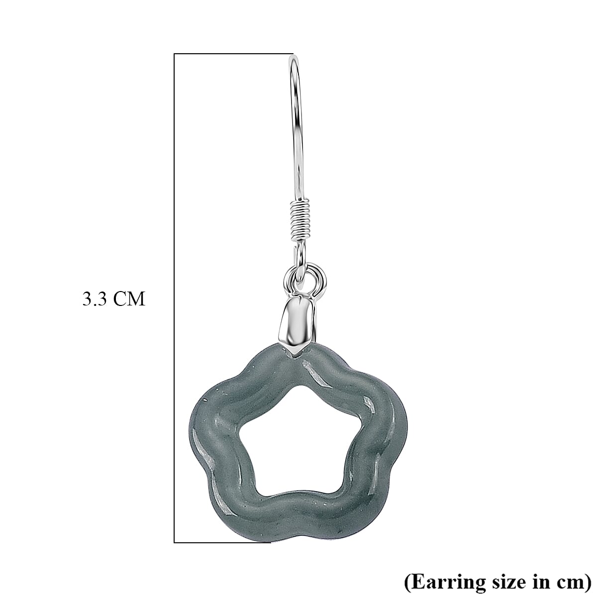 D'Joy - Natural Jade Beads Earring with Hook in Rhodium Overlay Sterling Silver 5.00 Ct.