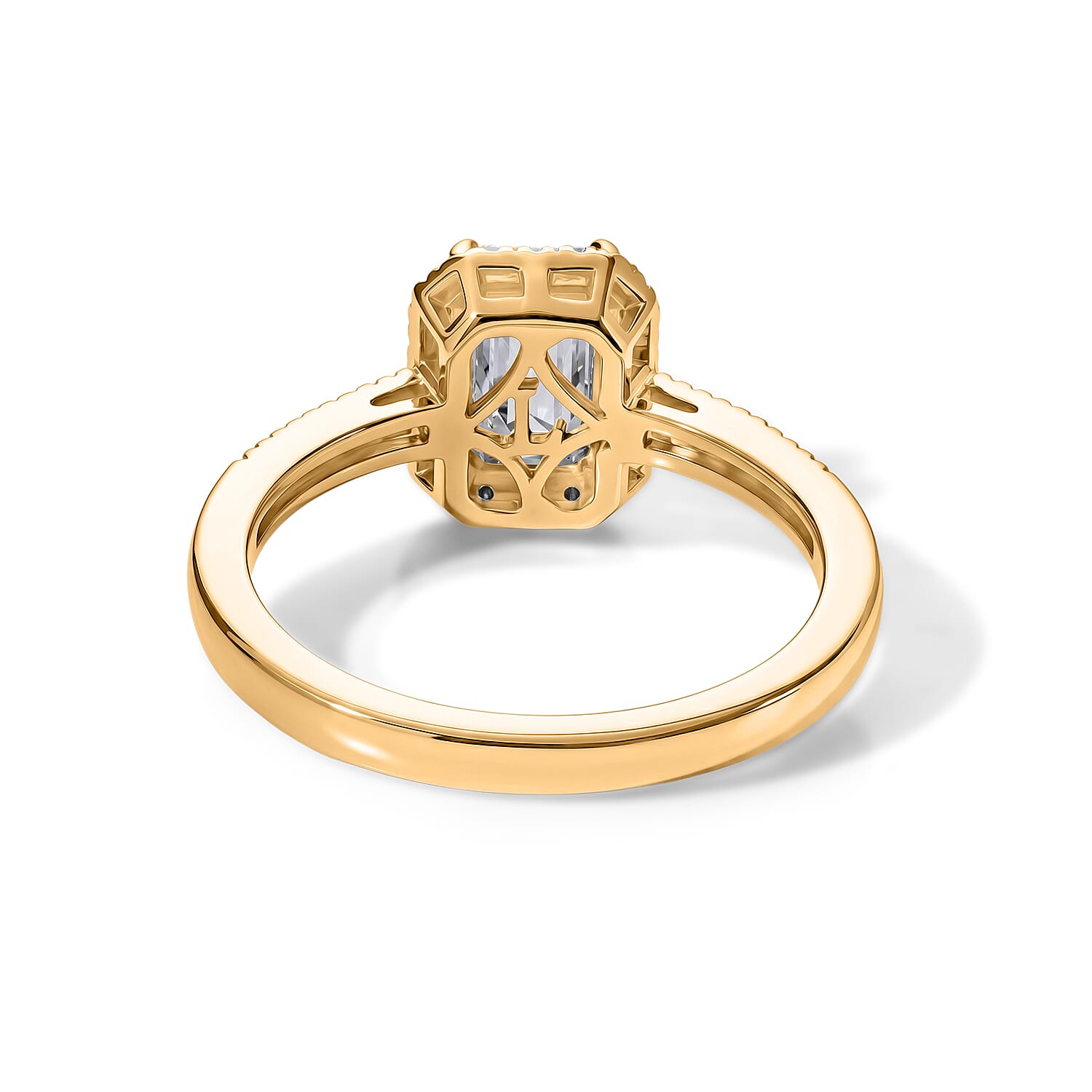 Luxuriant - SGL Certified Lab Grown Diamond (SI-G-H) Halo Ring in 18K Vermeil Yellow Gold Plated Sterling Silver 1.30 Ct.