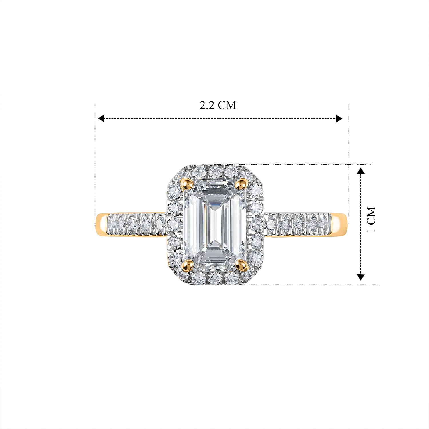 Luxuriant - SGL Certified Lab Grown Diamond (SI-G-H) Halo Ring in 18K Vermeil Yellow Gold Plated Sterling Silver 1.30 Ct.