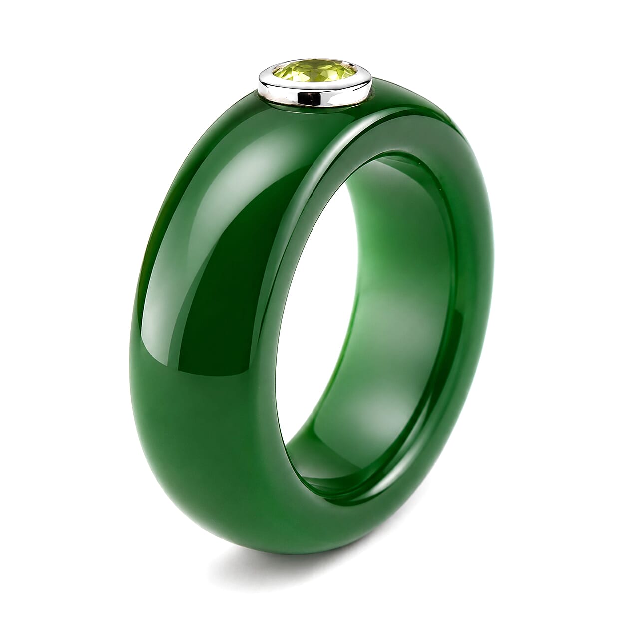 D'Joy Peridot, Dyed Green Jade Fancy Ring Sterling Silver  28.290  Ct.