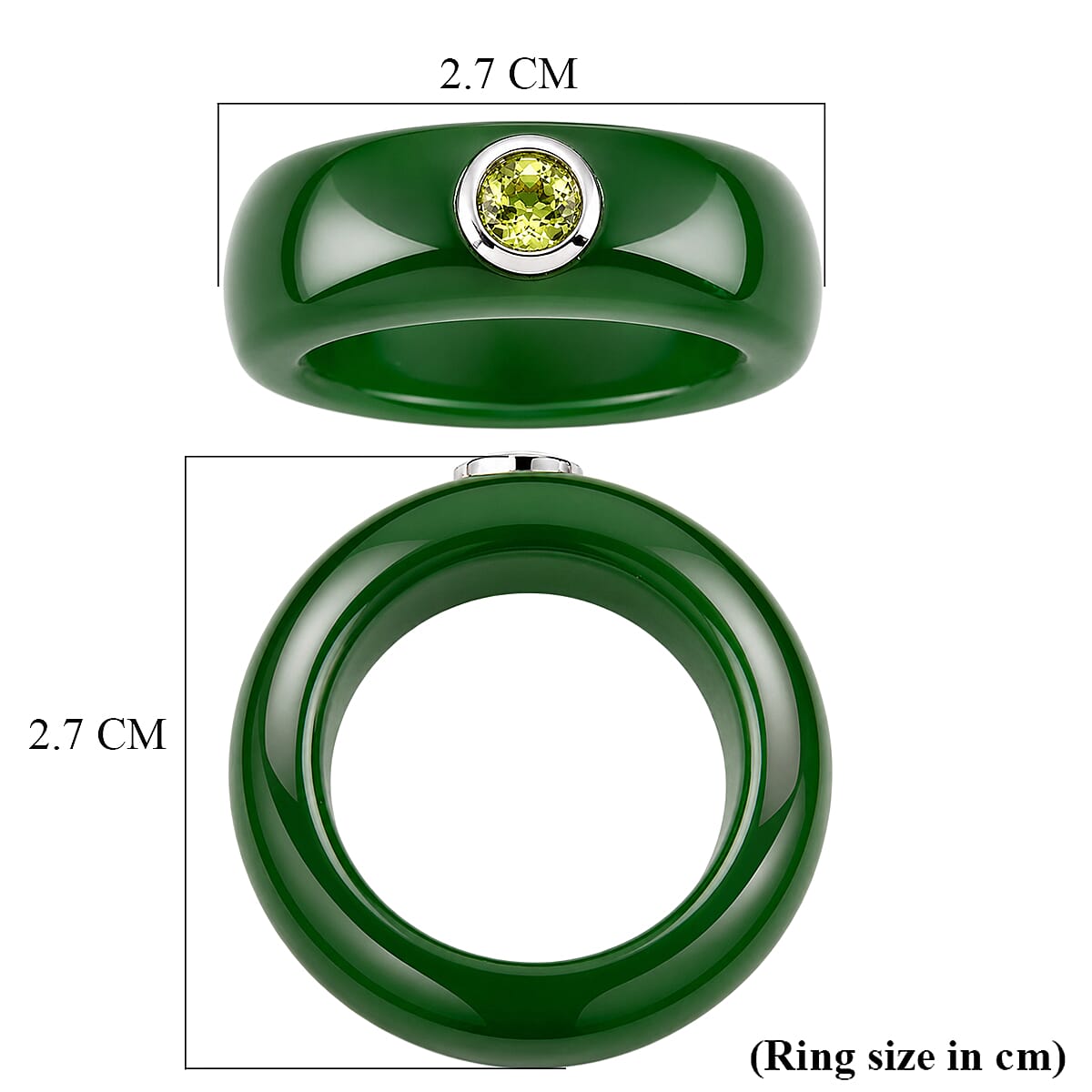 D'Joy Peridot, Dyed Green Jade Fancy Ring Sterling Silver  28.290  Ct.