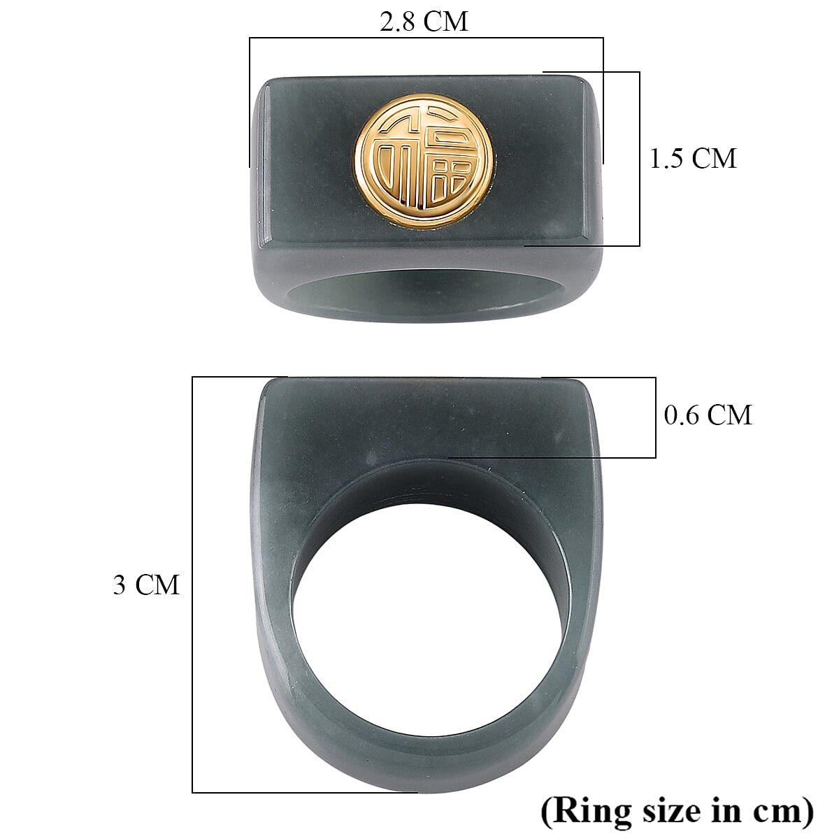 24K Yellow Gold Natural Olmec Jade Ring 50.00 Ct.