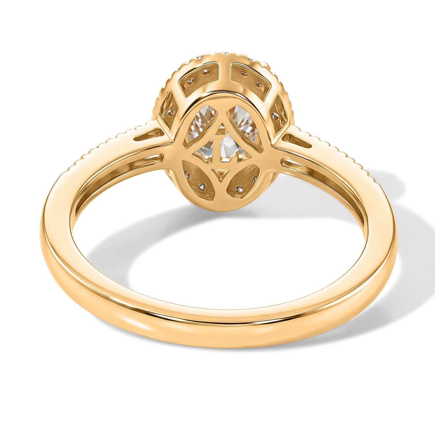 Luxuriant - SGL Certified Lab Grown Diamond (SI-G-H) Halo Ring in 18K Vermeil Yellow Gold Plated Sterling Silver 1.27 Ct.