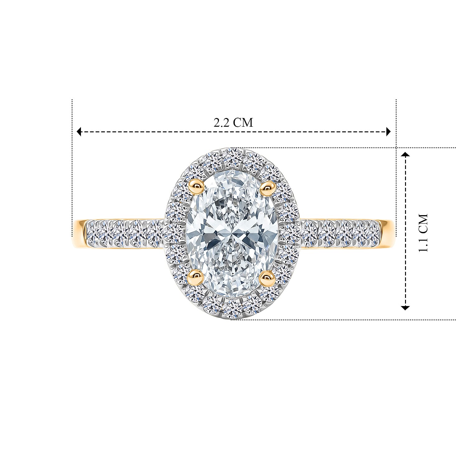 Luxuriant - SGL Certified Lab Grown Diamond (SI-G-H) Halo Ring in 18K Vermeil Yellow Gold Plated Sterling Silver 1.27 Ct.