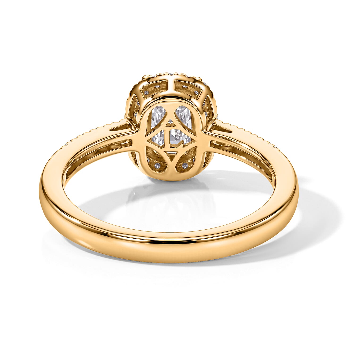 Luxuriant - SGL Certified Lab Grown Diamond (SI-G-H) Halo Ring in 18K Vermeil Yellow Gold Plated Sterling Silver 1.25 Ct.