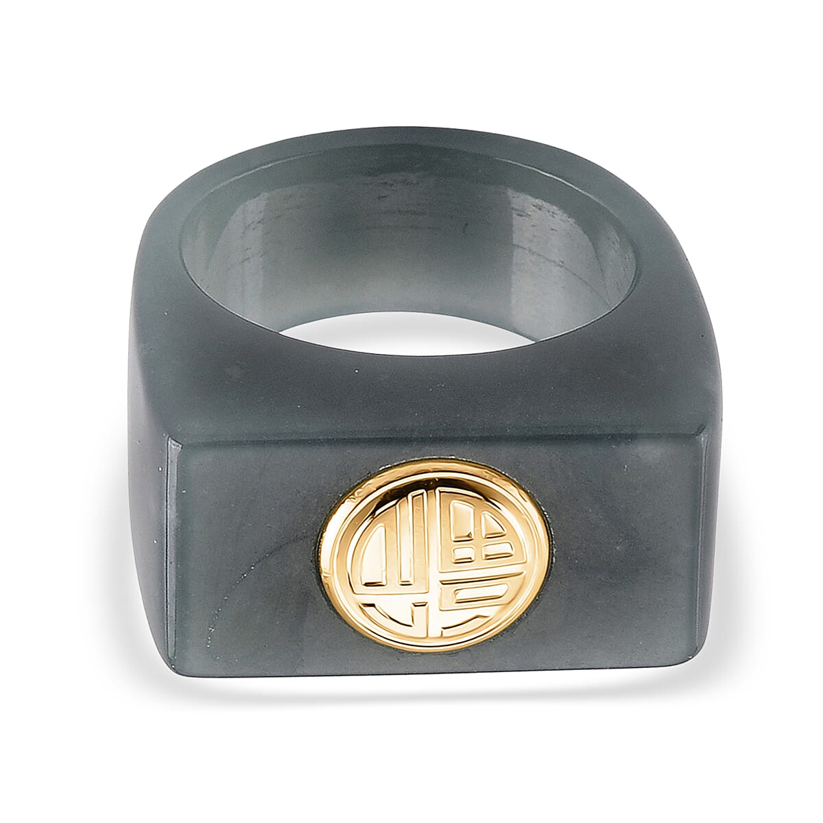 24K - Yellow - Gold - Standard A Natural Jade Ring, Gold Wt.0.1 Gms  50.000  Ct.