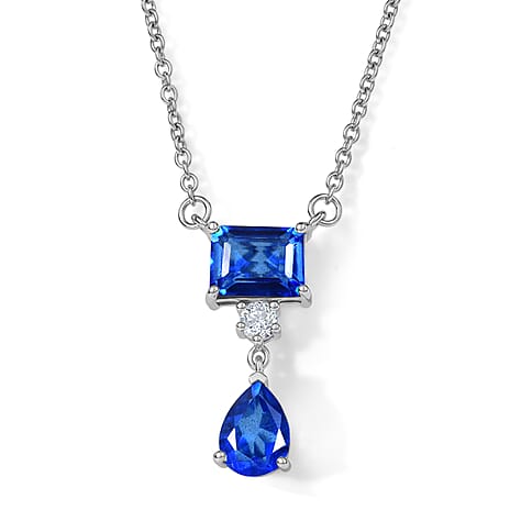 D'Joy - Ceylon Color Quartz & White Topaz Necklace (Size - 20) in Platinum Overlay Sterling Silver 3.00 Ct.