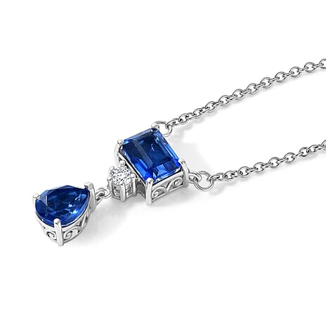D'Joy - Ceylon Color Quartz & White Topaz Necklace (Size - 20) in Platinum Overlay Sterling Silver 3.00 Ct.