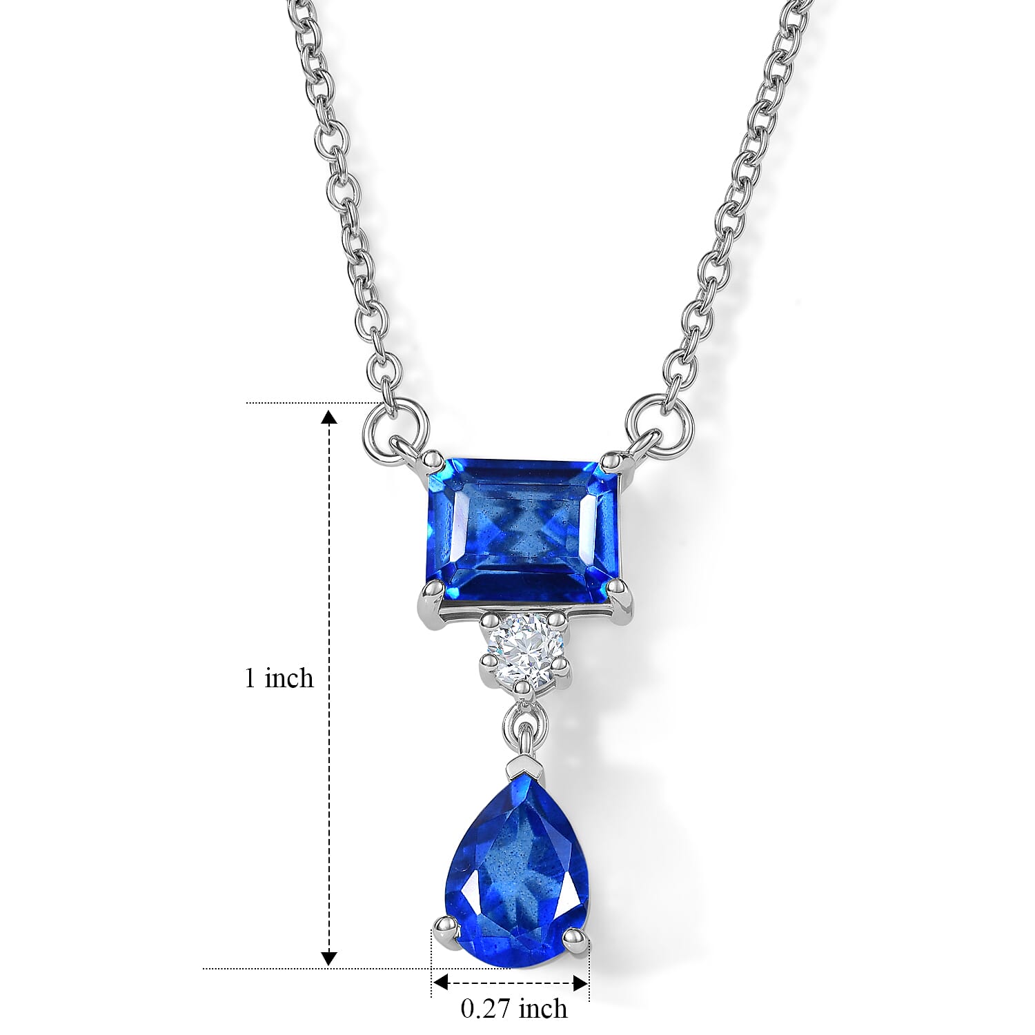 D'Joy - Ceylon Color Quartz & White Topaz Necklace (Size - 20) in Platinum Overlay Sterling Silver 3.00 Ct.