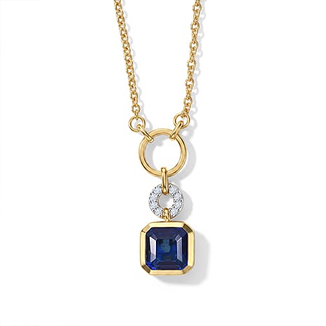 D'Joy - Ceylon Color Quartz & White Zircon Necklace (Size - 20) in Yellow Gold Plated Sterling Silver 2.94 Ct.